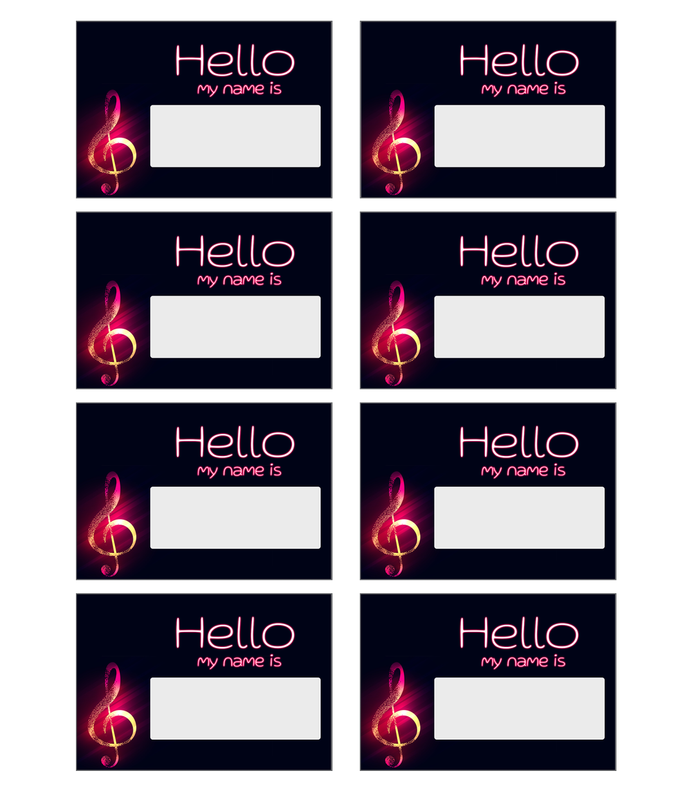G Clef JBB 2 - 40 Name Tags (5 Sheets of 8), 2-1/3 x 3-3/8 inch